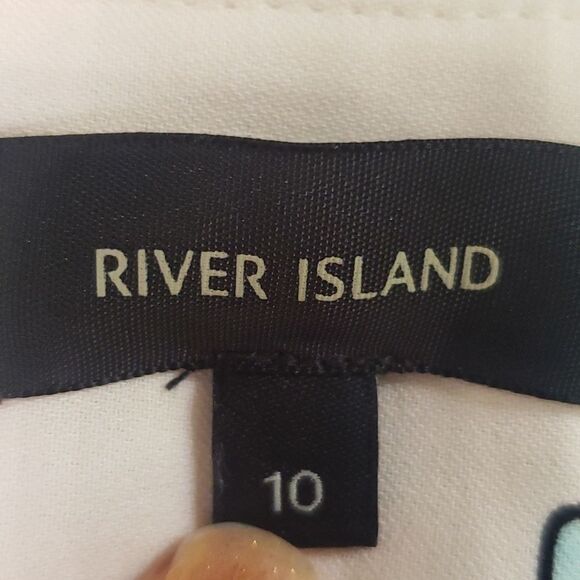 ASOS River Island Pant Womens 10 High Waist Wide Leg Palazzo Tropical Floral - Picture 4 of 4